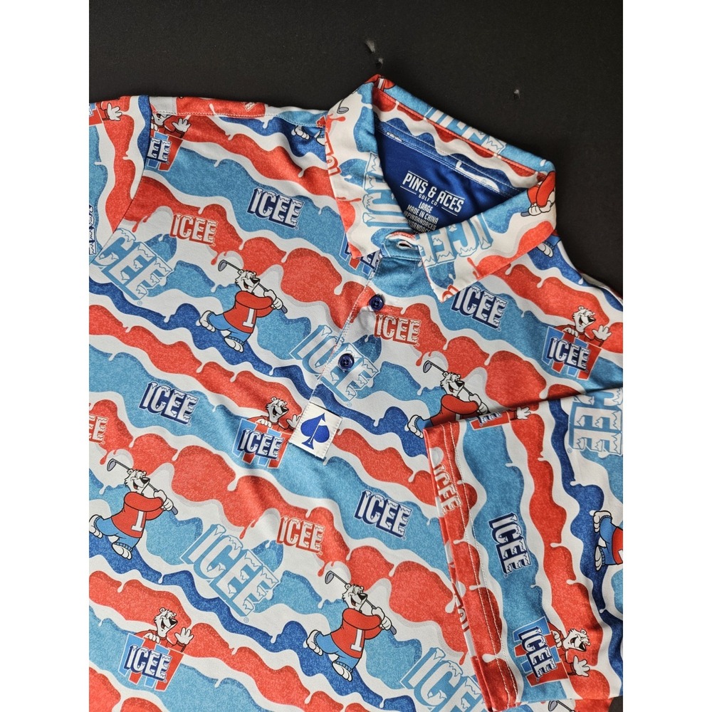 Pins & Aces Men's Short Sleeve Icee Golf Polo Shirt Large